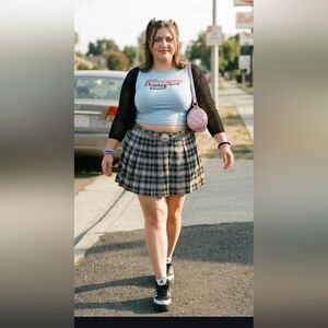 Y2k Preppy Pleated Plaid Skirt 1x